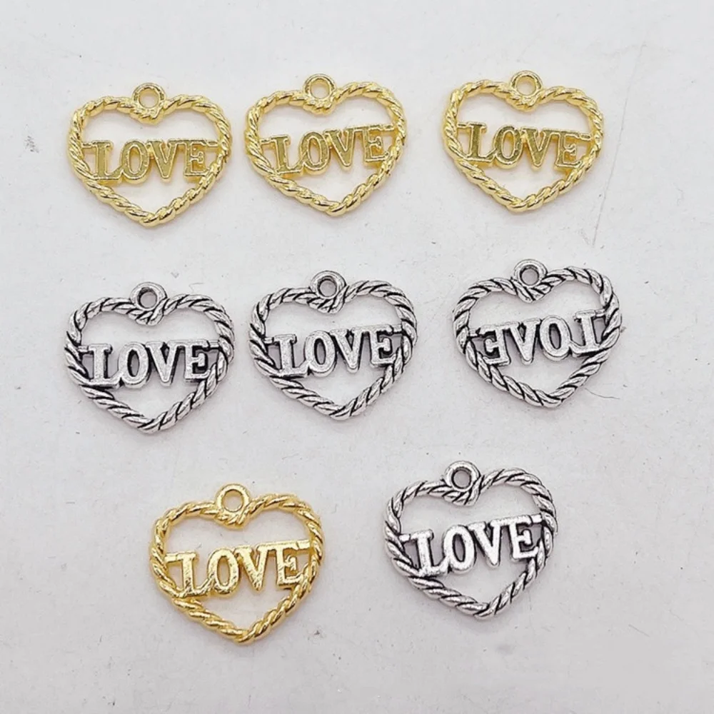 20pcs Charms Heart Love 14x15mm Tibetan Silver Color Pendants Antique Jewelry Making DIY Handmade Craft