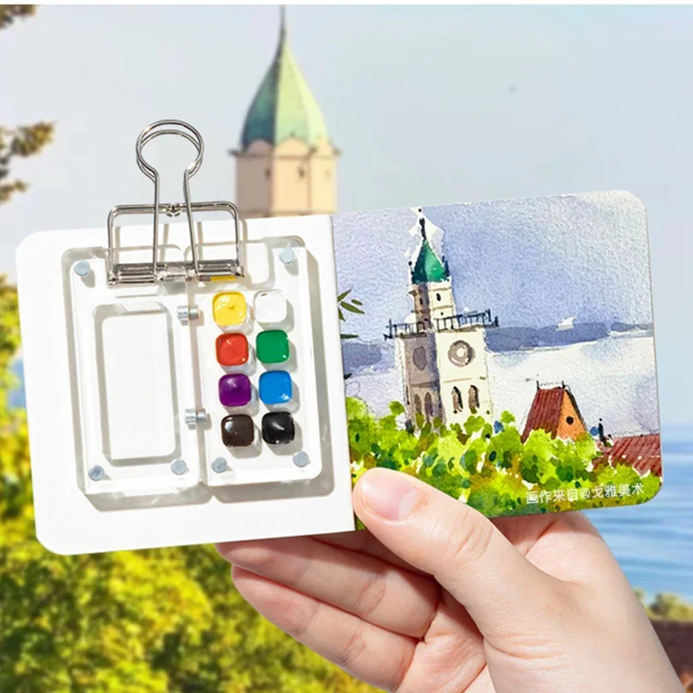 Empty 8/15 Grid Acrylic Mini Watercolor Palette Portable Paint Box Travel Painting Watercolor Packaging Paint Tray Art Supplies