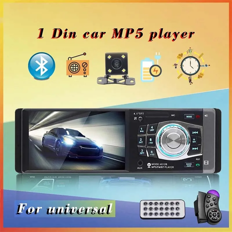 

Автомагнитола, мультимедийный MP5-плеер с Bluetooth 4,1 дюйма, FM-аудио, 1 Din, USB, TF, поддержкой камеры заднего вида