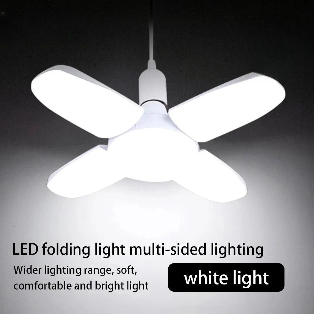 

4-Blade Fan LED Bulb Angle Adjustable LED Pendant Light Foldable Fan Blade LED Bulb E27 28W Home Energy Saving Ceiling Light