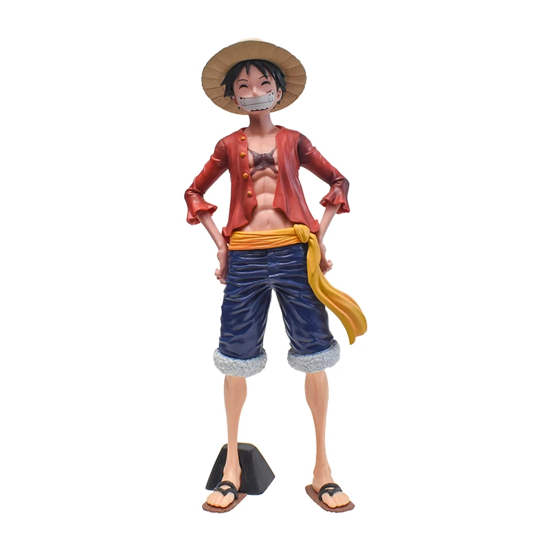 28cm One Piece Monkey D Luffy Anime Figure Toys Confident Smiley Luffy Three Form Face Changing Action Figurine PVC Model Dolls