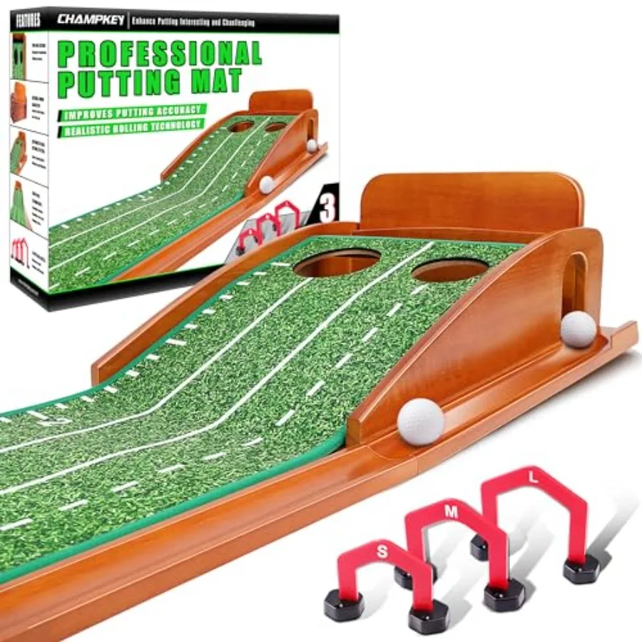 

Premium Golf Putting Green Indoor with 3 Golf Putting Gates - Improves Putting Accuracy and Skill Levels Golf Putting Mat - Ide