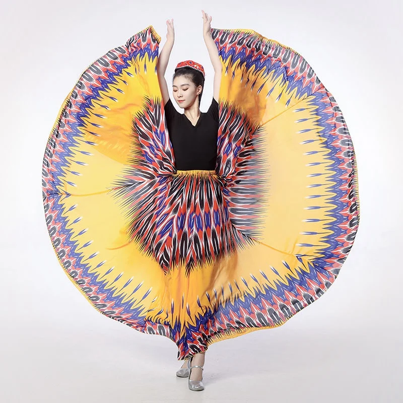 Women Opening dance Skirts classical ethnic Flamenco dance characteristic printed performance 720 Degree skirt