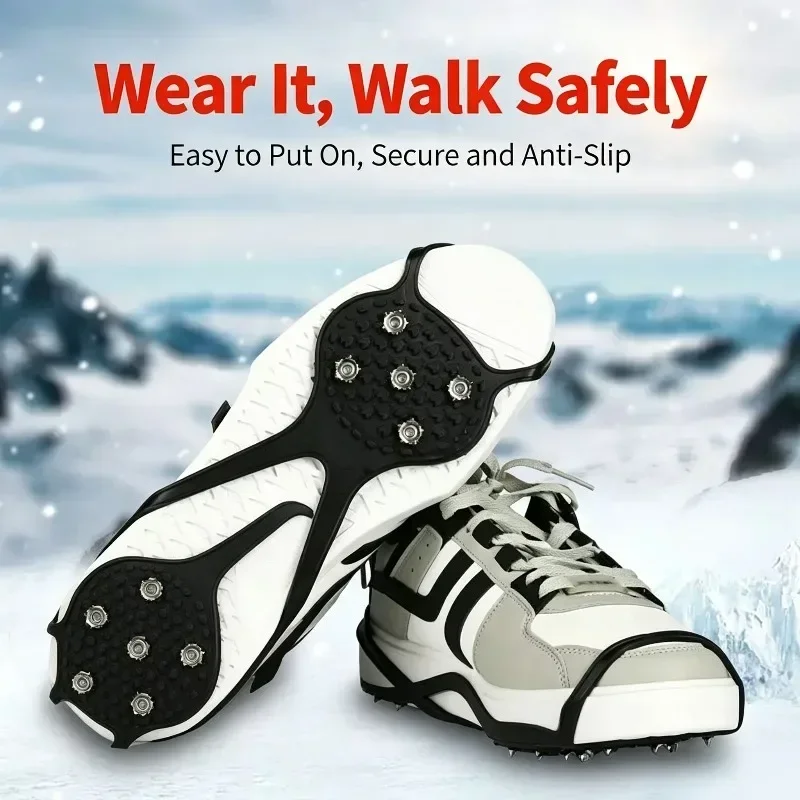1 Pair Anti Slip Ice Snow Grips Shoe Spikes Cleats Crampons Winter Outdoor Traction Boots Cover for Walking Hiking Climbing