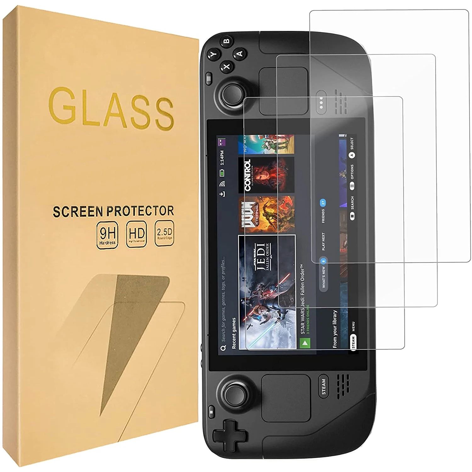 3 Pack Transparent HD Clear Anti-Scratch Tempered Glass Screen Protector for Steam Deck 7''2022[New Version]