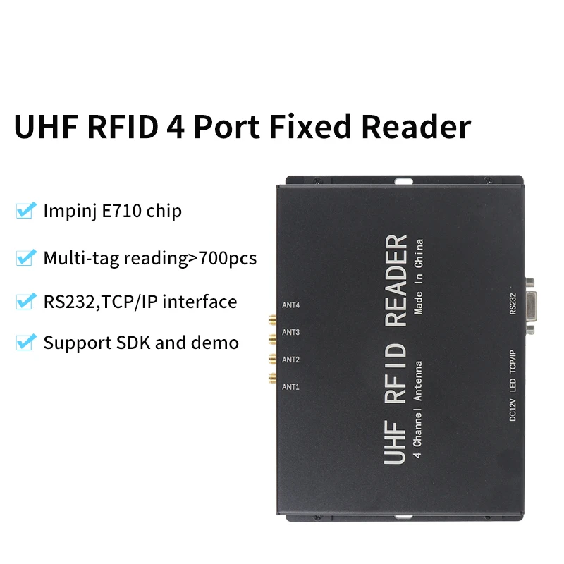 4/8/16 Port UHF RFID Tag Reader E710 20m Long Range RS232 TCP/IP RFID Reader Podłącz wiele anten Zapewnij DEMO SDK