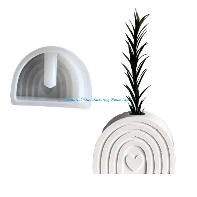 

E56A Rainbow Flower Pots Silicone Mould Cement Plaster Craft Home Decoration