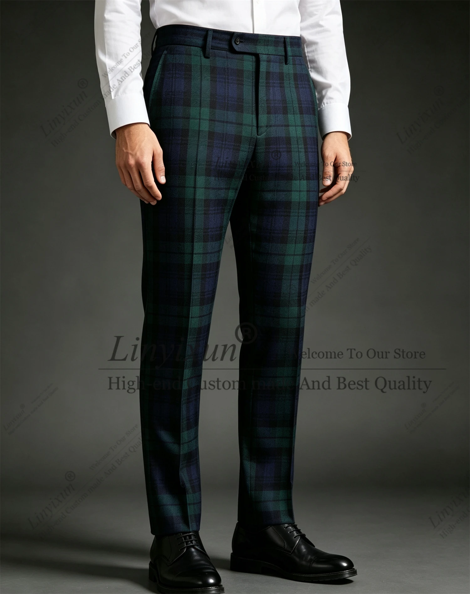 Men's Checkered pattern Suit Pants Business Casual Trousers, Winter fashion Customized Formal Dress Trousers For Men Wendding