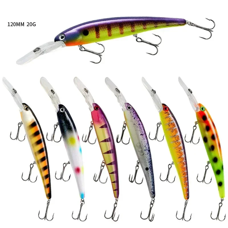 Long Tongue Minnow Diving Imitation Fake Bait 120MM/20G Road LureFreshwater Sea Fishing Warp Bass Fishing Lure Sea Bass Road