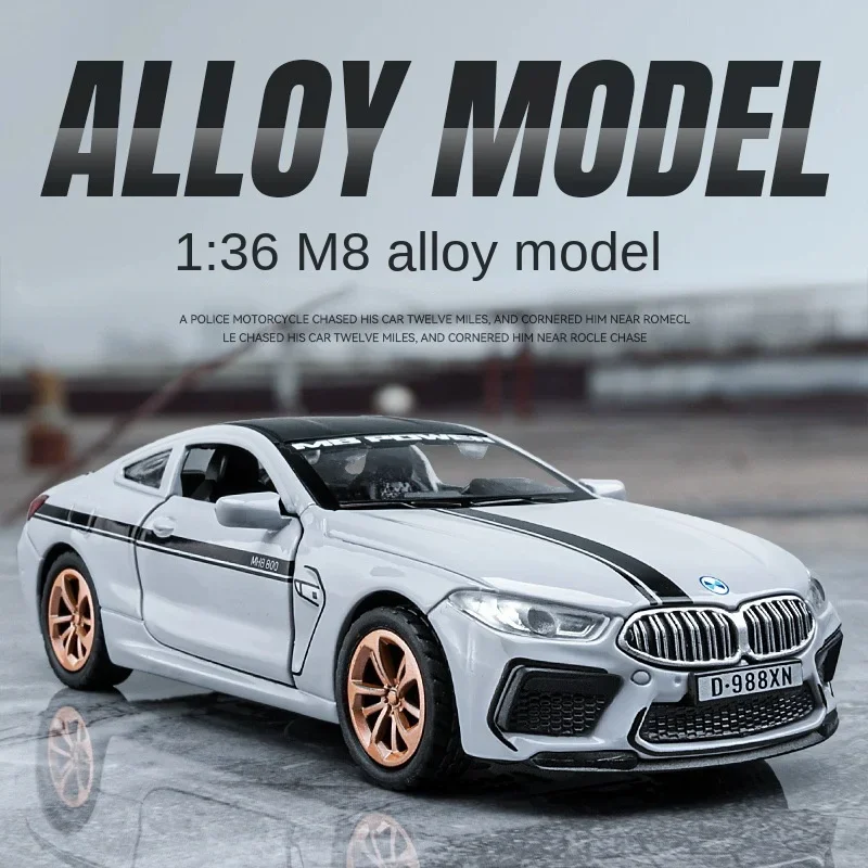 

1: 36 BMW M8 Alloy Sports Car, Racing Car Model, Sound, Light and Echo, Children's Toy Collection Gift