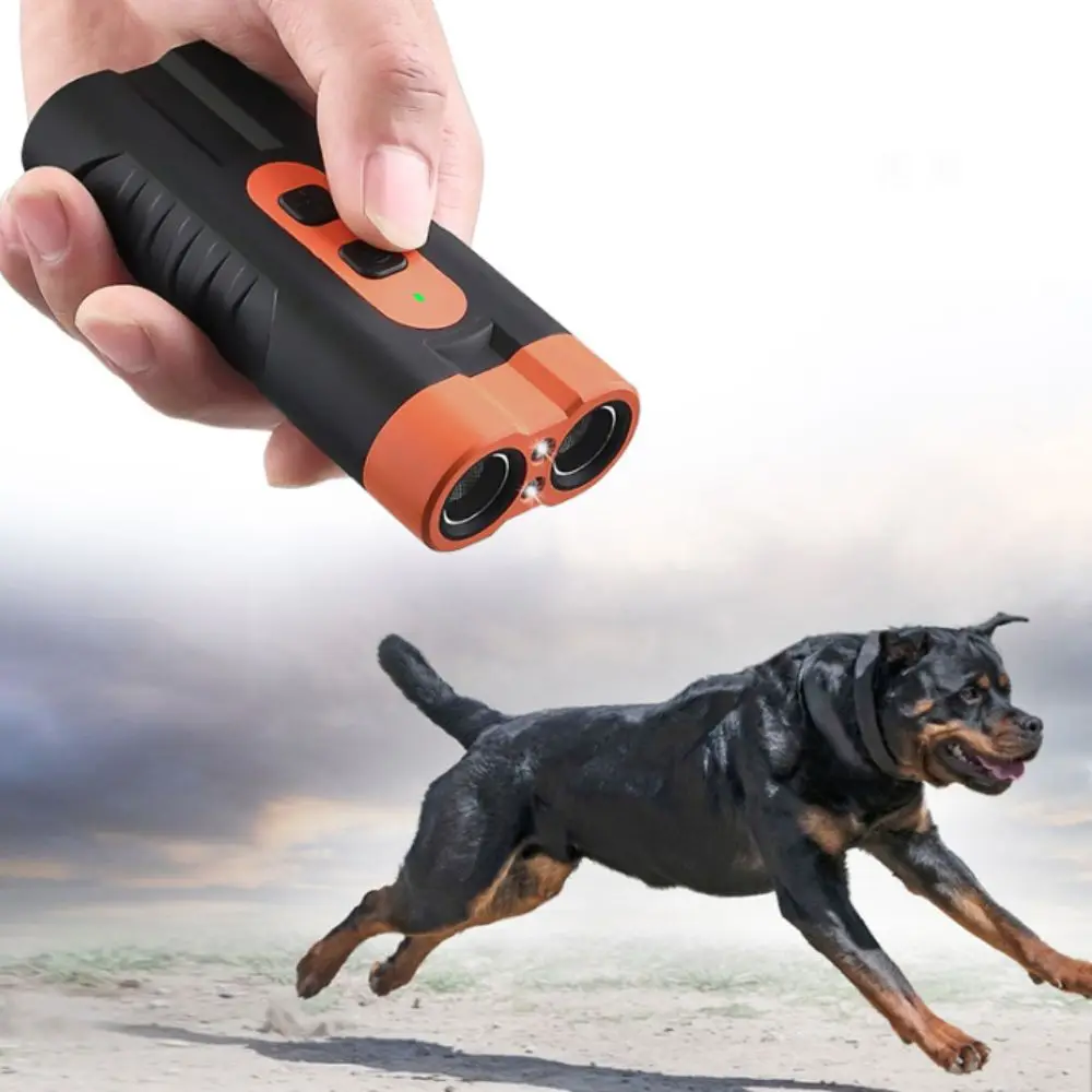 Repelente ultrasónico recargable para perros con linterna LED, repelente de entrenamiento para perros con Control remoto, antiladridos profesional