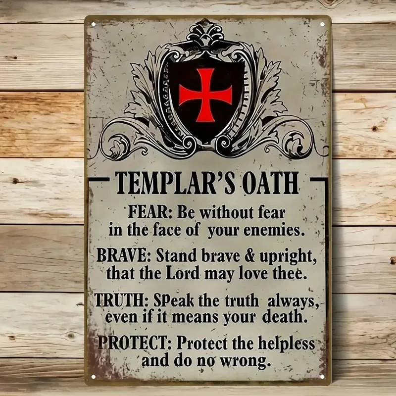 Metal Wall Art Templar Knights Cross Iron Sign 8x12in Religious Gift for Home Club Outdoor 1PC