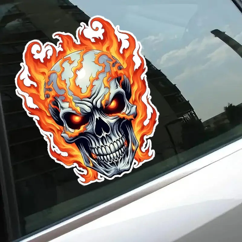 

Flaming Skull Vinyl Decal 11x13cm, Badass Biker Sticker for Car, Motorcycle, Helmet, Laptop, Notebook