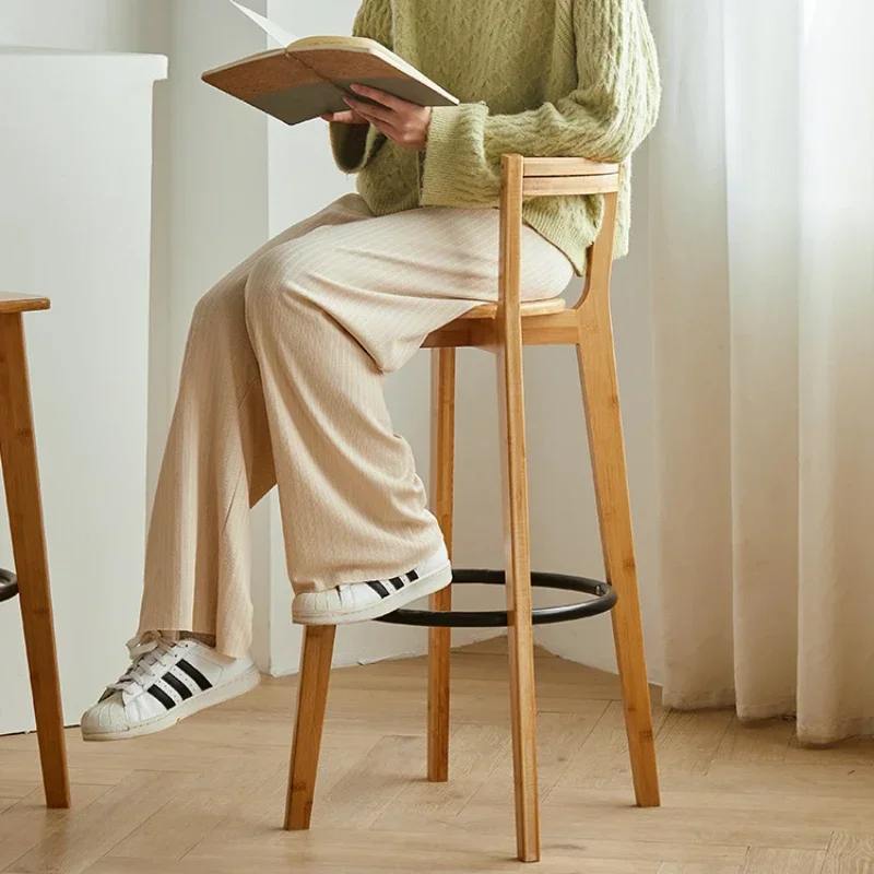 Chaises de Salle à Manger Modernes en Bambou, Simple, avec Piste de Bar, Périphérique, Dossier, Comptoir, Sièges à Pied Haut, Idéales pour les