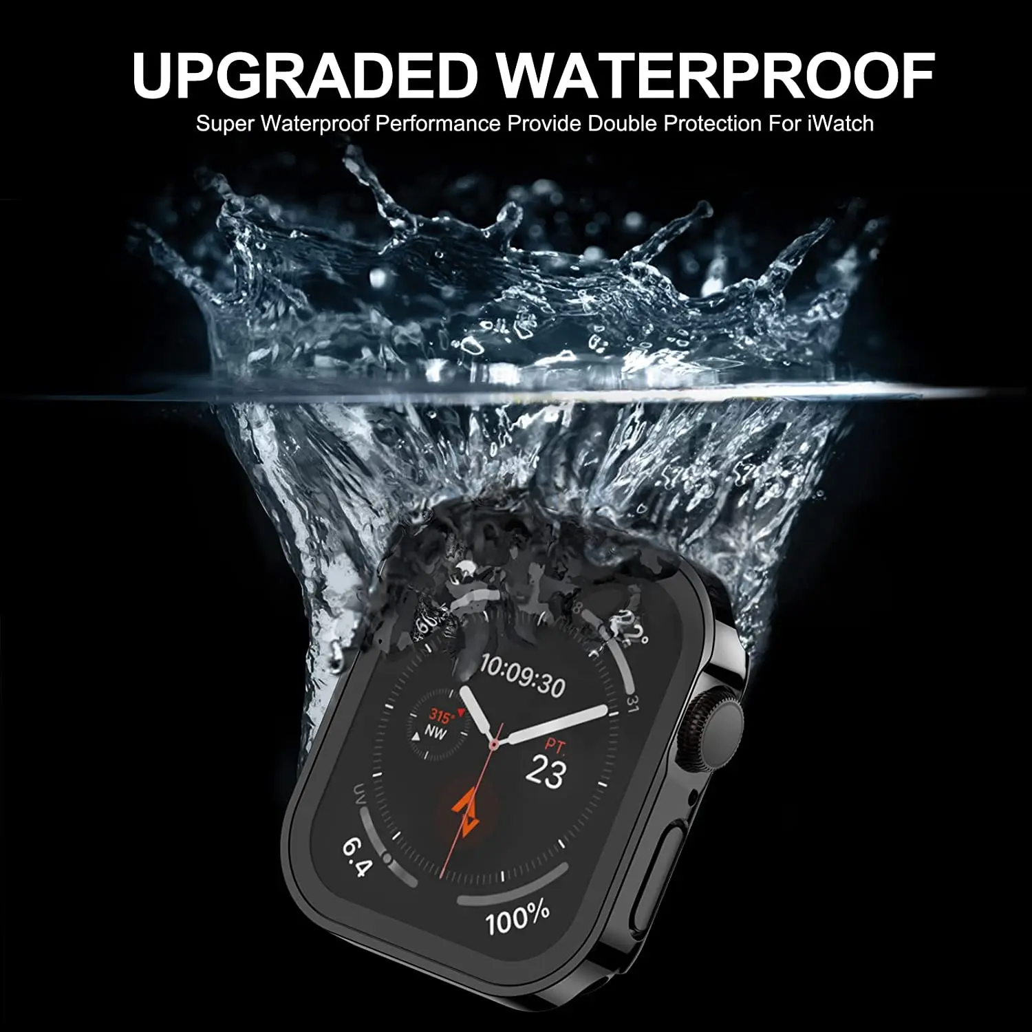 Waterproof Case for Apple Watch 7 8 9 45mm 41mm 44mm 40mm Screen Protector Cover Straight Edge Bumper iWatch 5 SE 6 Accessories image 2