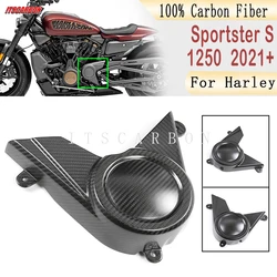 For Harley Sportster S RH 1250 1250S 2021 2022 2023 Engine Sprocket Side Cover Fairing Kits Motorcycle 100% Real Carbon FIber