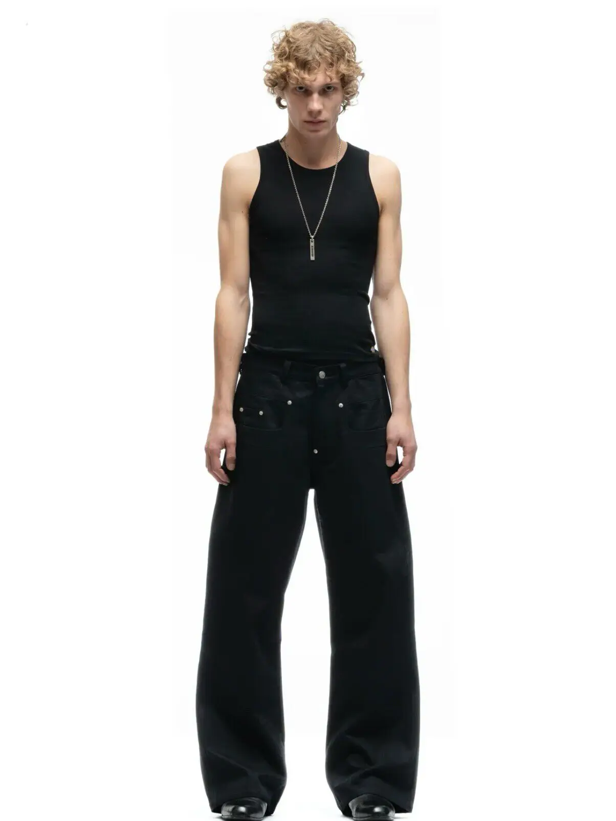 No Faith Studios LAYERED Double Pocket Pin Button Baggy Stacked Flared Scimitar Pants