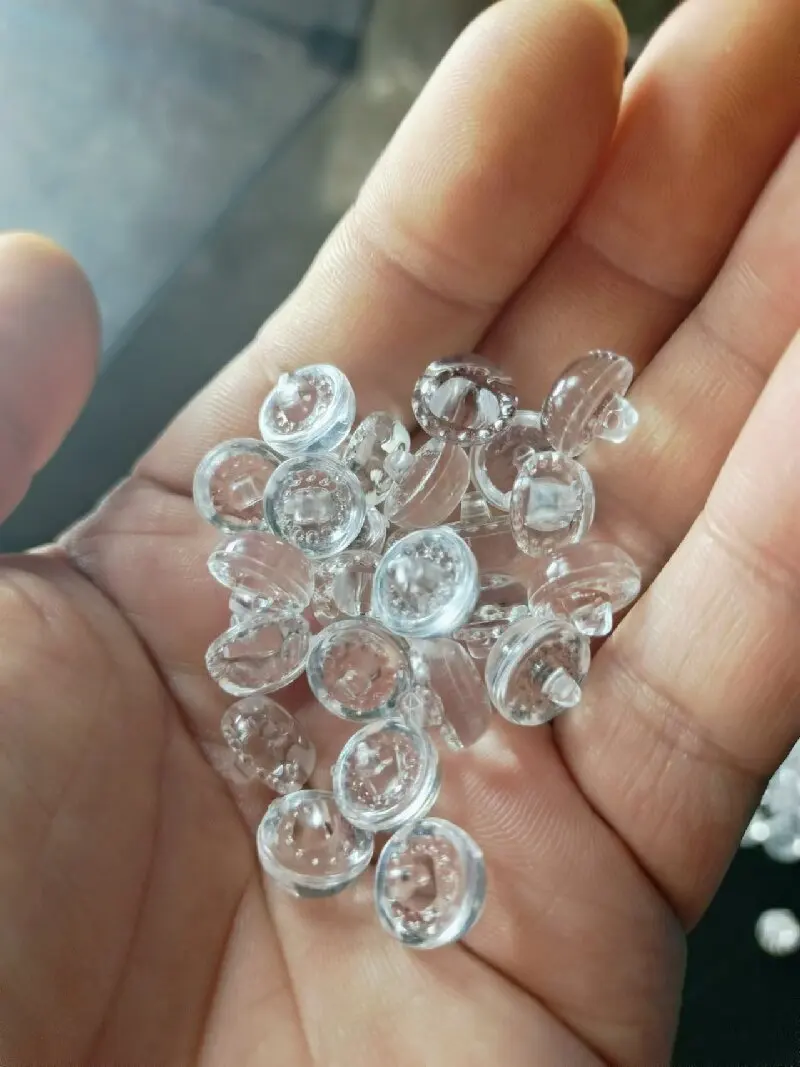 Botão De Cogumelo Transparente Acrílico, DIY Botão Hemisfério, Acessórios De Vestuário, Flash AA, Vendido em um Pacote de 100 Pelotas, 10mm