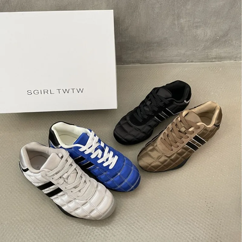 

Retro Striped Racing German Training Shoes Women's New Versatile Flat Bottom Casual Sports Trend Lace-up Sneakers