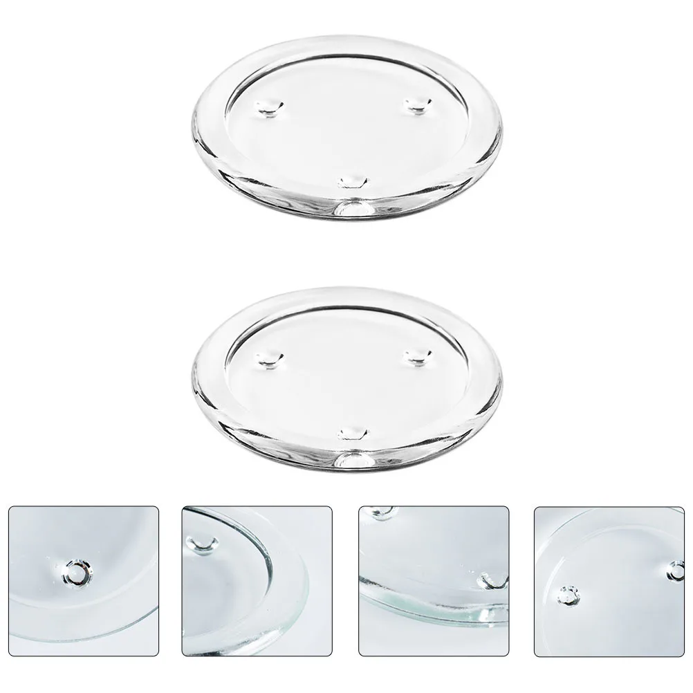 

2Pcs Transparent Trays Glass Holder for Christmas Valentine Party Decor Tabletop Candlestick Decoration Home