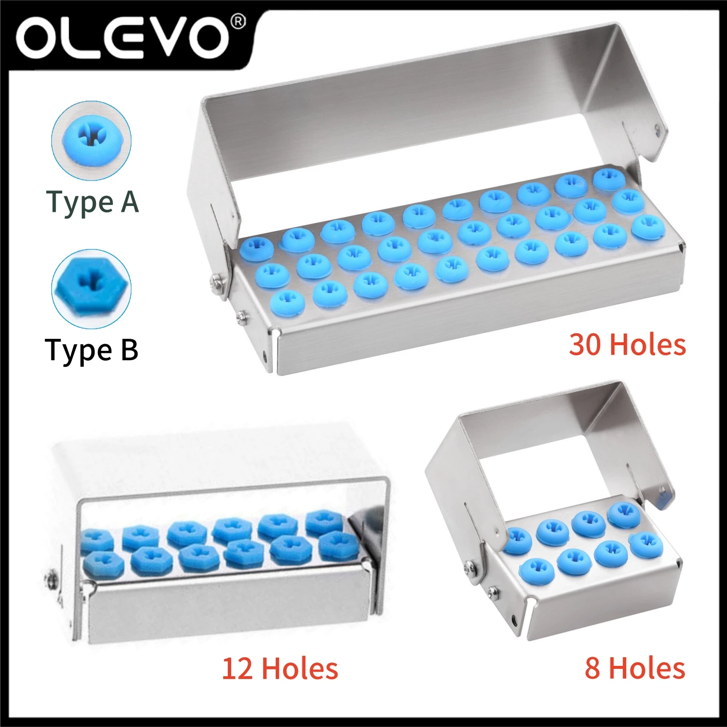 8/12/30 Holes Dental Tip Holder Ultrasonic Scaler Piezo Tips Disinfection Box Implant Drills Organizer Endo File Fixer Burs Case