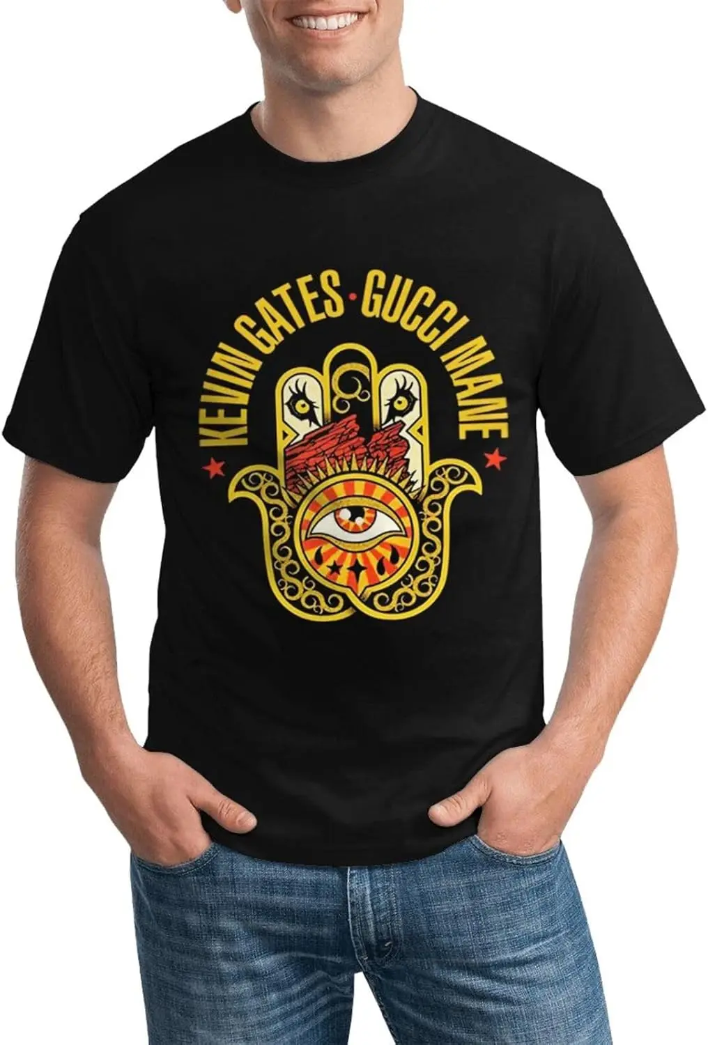 

Kevin Music Gates Shirt Men's Personalised Short Sleeve T Shirt Fashion Graphic Tees Cool Casual Tops Black