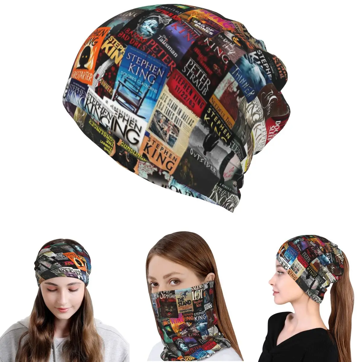 

Бандана-шарф с принтом обложек книг Стивена Кинга, многофункциональная балаклава-шапка для мужчин и женщин, взрослых.