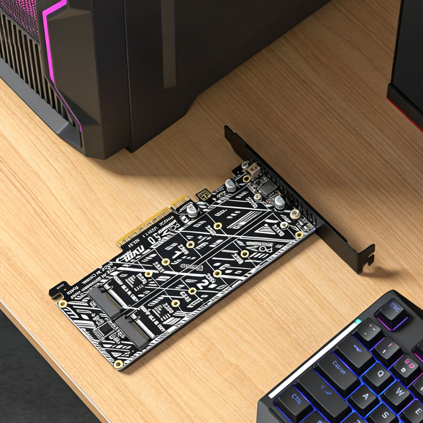 

Карта расширения PCIe для NVMe с двумя отсеками M-Key 2230/2242/2260/2280/22110 для SSD NVMe PCIe, для ПК, с инструментами для передачи данных в комплекте