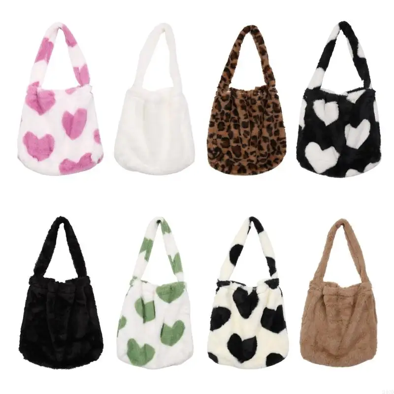 

340D Ladies Furry Tote Bag Large Plush Shoulder Bag Fashion Women Purse