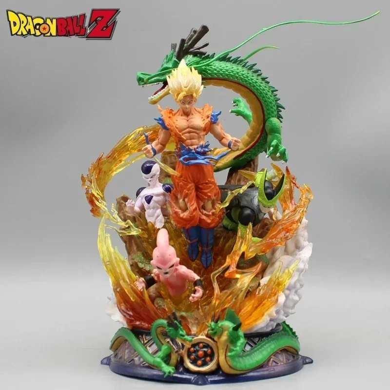 Son Goku Figure Dragon Ball Z Frieza Shenron Anime Figures 23cm Super Saiyan Statue Pvc Desk Ornament Model Christmas Gifts Toys