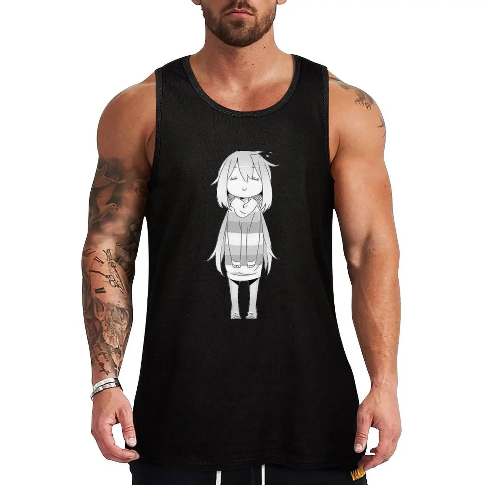 Yuru Camp (Laid-Back Camp) Cute Nadeshiko Monochrome Tank Top Bodybuilding clothing man Men's clothing anime clothes