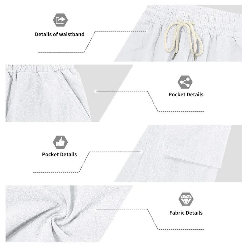 Amerikanische Multi-Pocket-Overalls für Herren, Outdoor-Sport und Freizeit, lockere, einfarbige Leinen-Overalls, Fünf-Punkt-Shorts – Detail 6