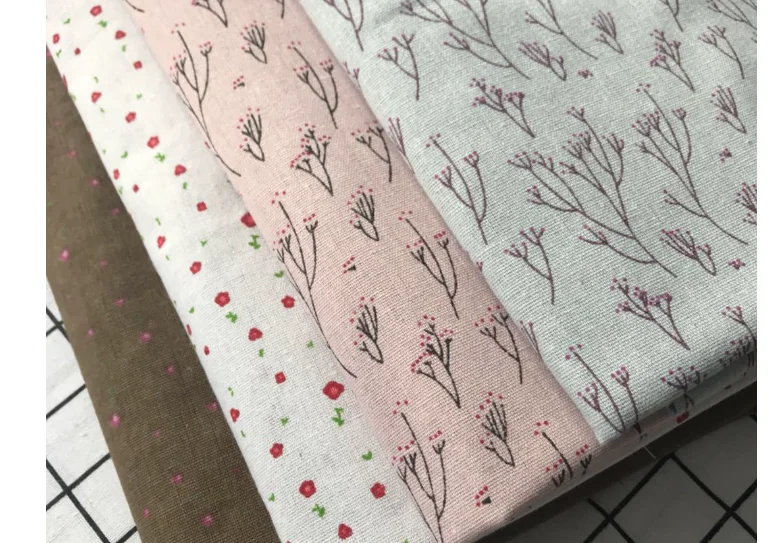 Professional printing and dyeing manufacturer  linen fabric, printed cloth blue background and tree branch pattern 100-150CM