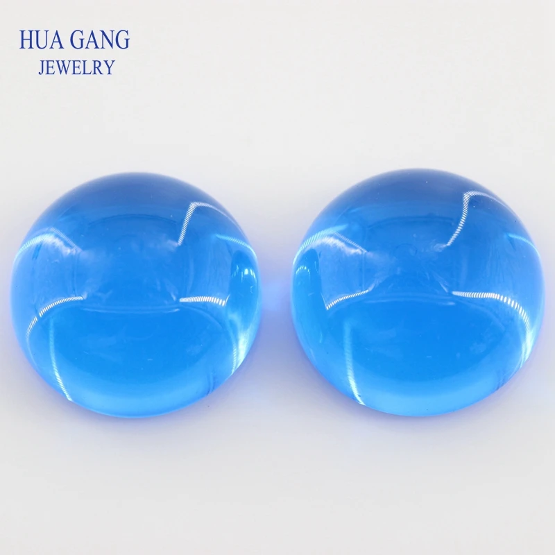 Round Shape Glass Beads Cabochon Cut Flat Bottom Loose  Synthetic Gems For Jewlry Size 8mm 10mm 20mm