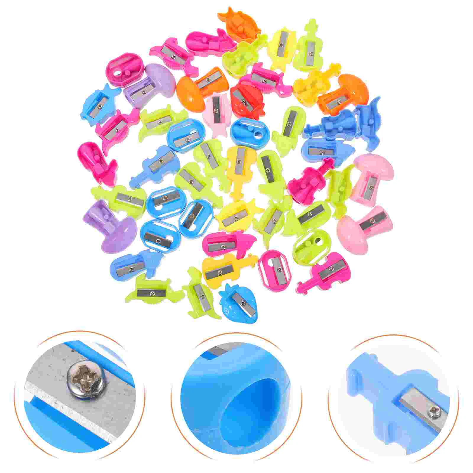 50 Pcs Hand Held Pencil Sharpener Cartoon Single Hole Stationery Sharpeners Manual Bulk Child