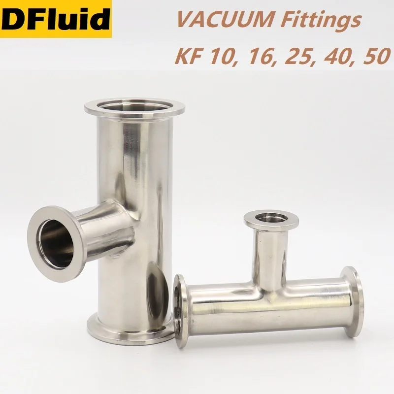 304 Stainless Steel KF10/16/25/40/50 REDUCER TEE VACUUM Fittings High Quality Quick Flange Fittings For VACUUM Pumps Pipeline