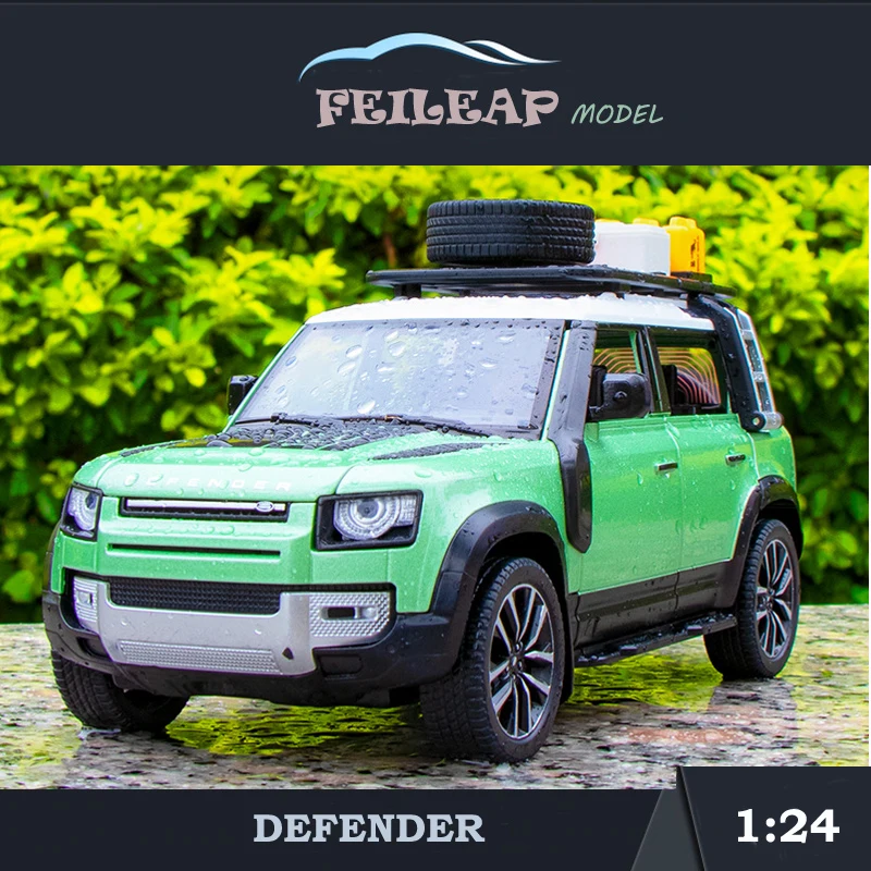 

Diecast Alloy 1:24 Land Rover Defender Model Simulation Metal Off-road Vehicle Kids Boys Gift Collective Home Decor Sound Light