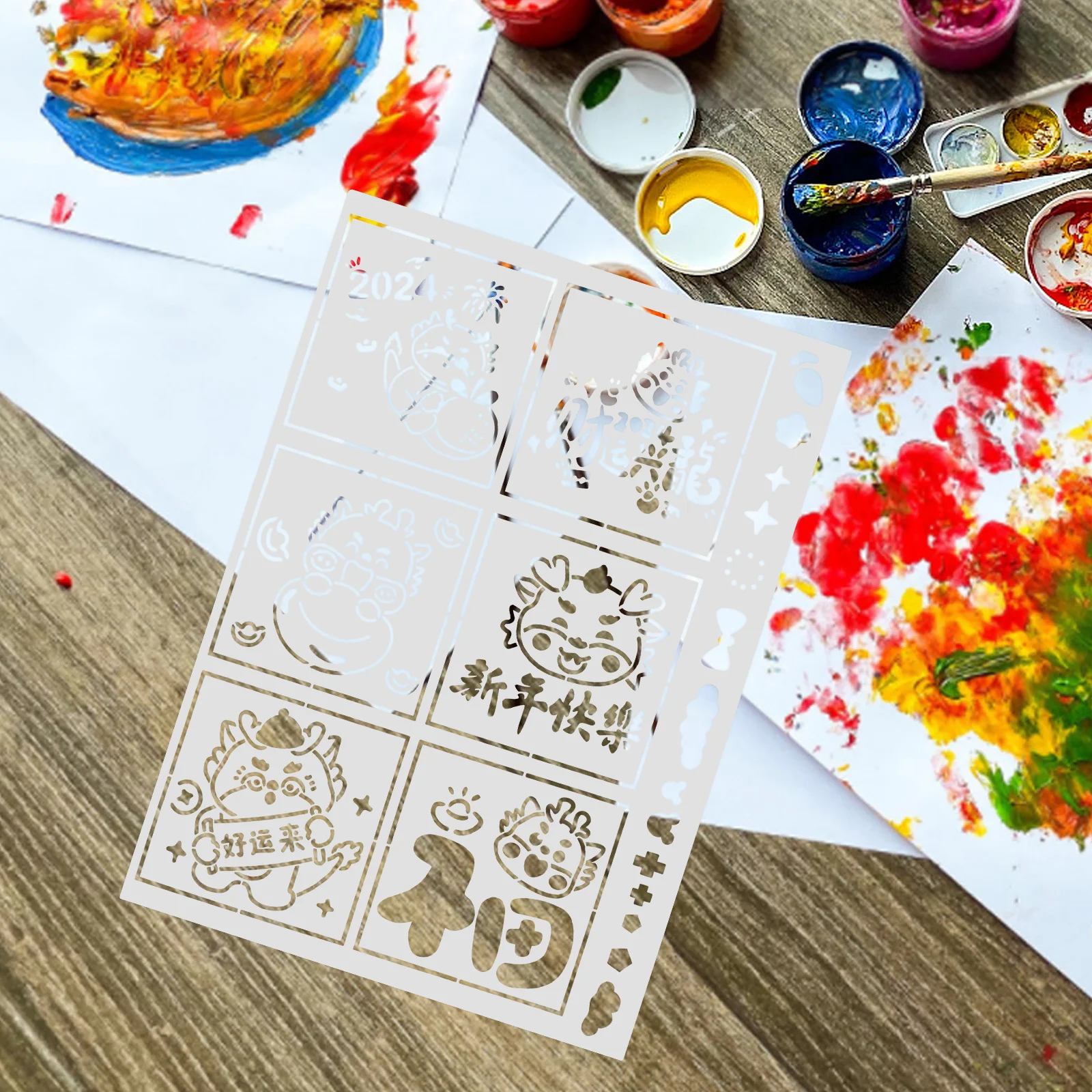 

New Year Stencil Template Reusable For Teens Art Crafts Drawing Painting Diy Projects Kids Gift Art Supplies