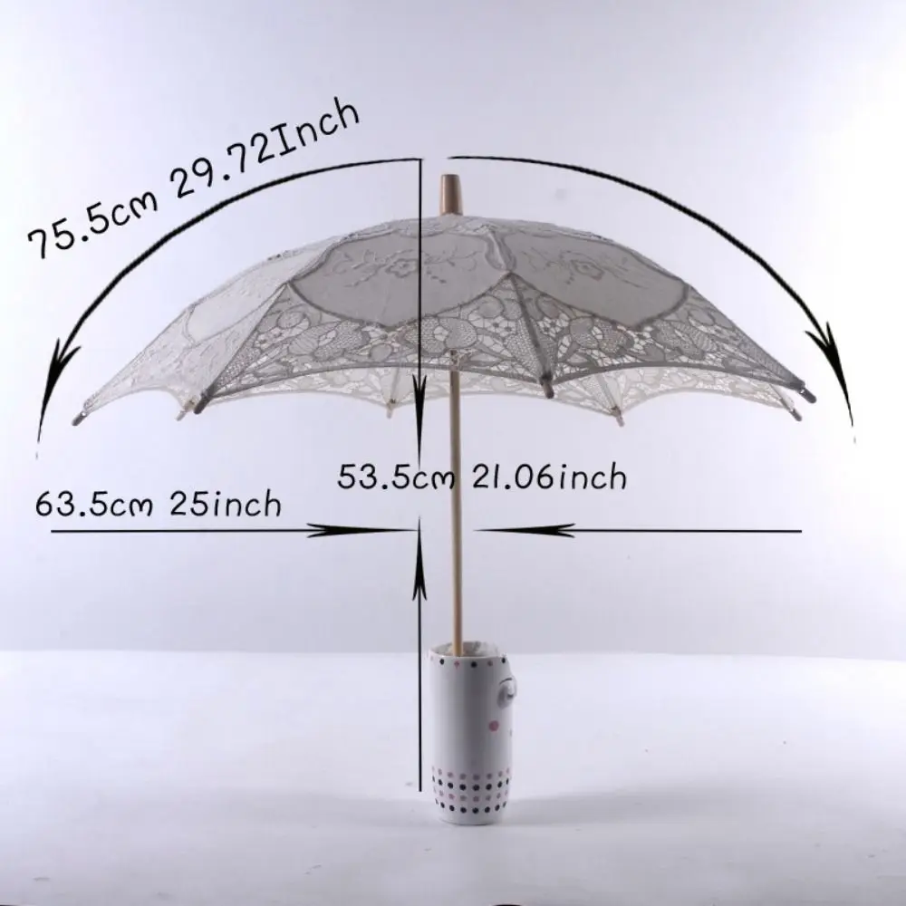 Vintage 26/31/43/53cm Lace Parasol Umbrella Embroidery Cotton Lace Flower Girl Umbrella Kids Sun Umbrella Bride Wedding Gift view 5