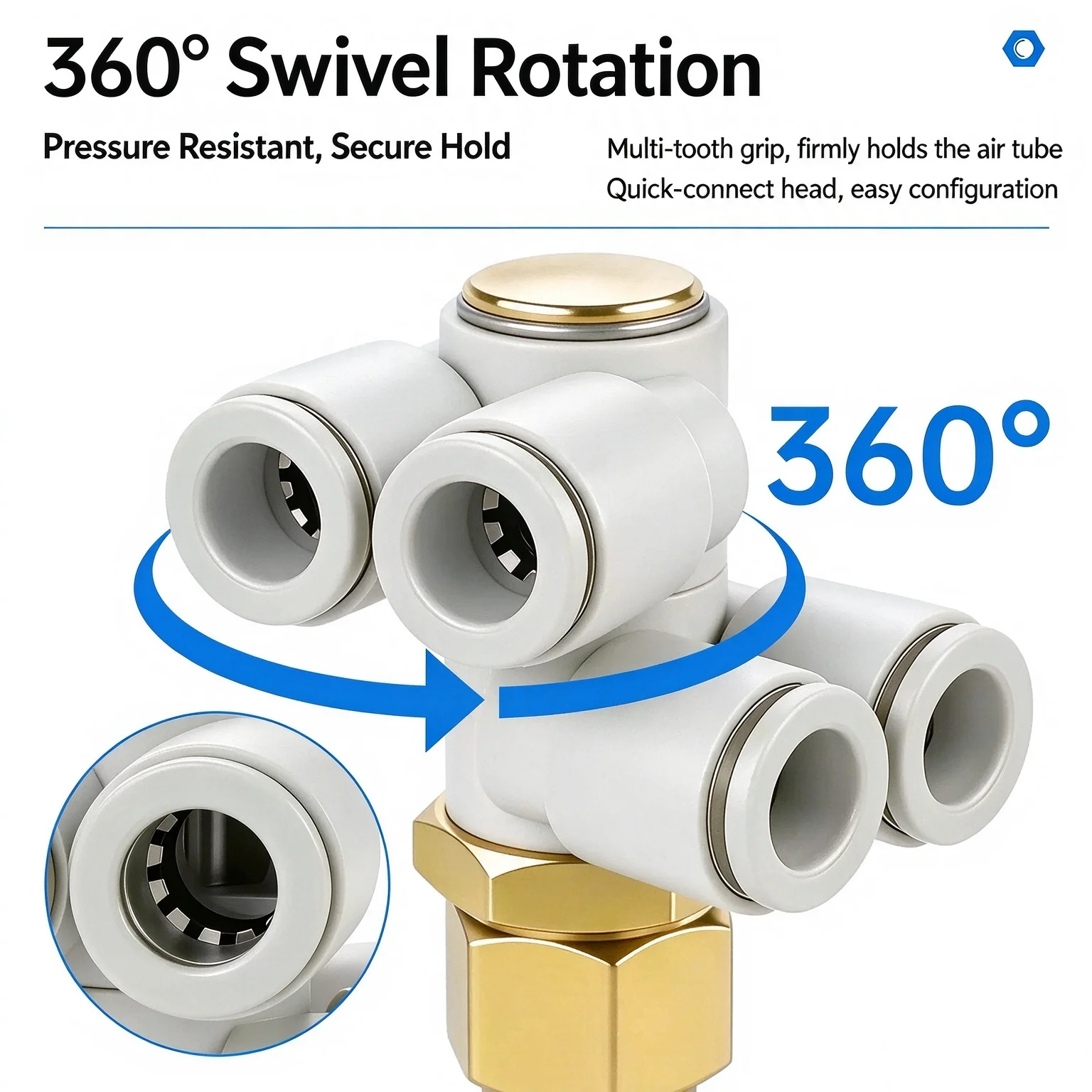 Universal Rotation Pipe Joint 4-12mm One in Six out Quick Plug Seven Way Six Tube for Automotive And Air Tools
