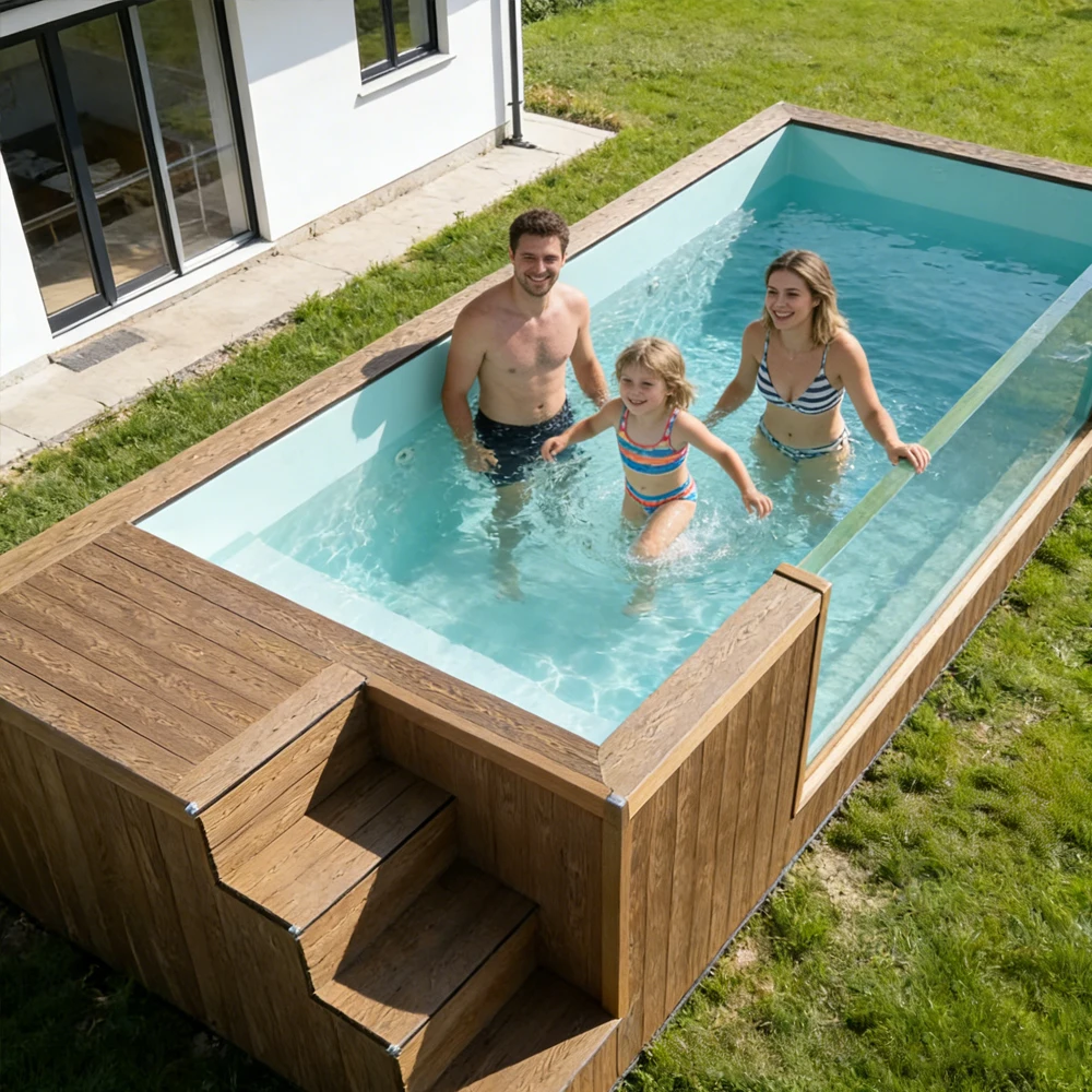 Outdoor All Weather Prefab Container Swimming Pool Heavy Duty Anti Corrosion Steel Pool