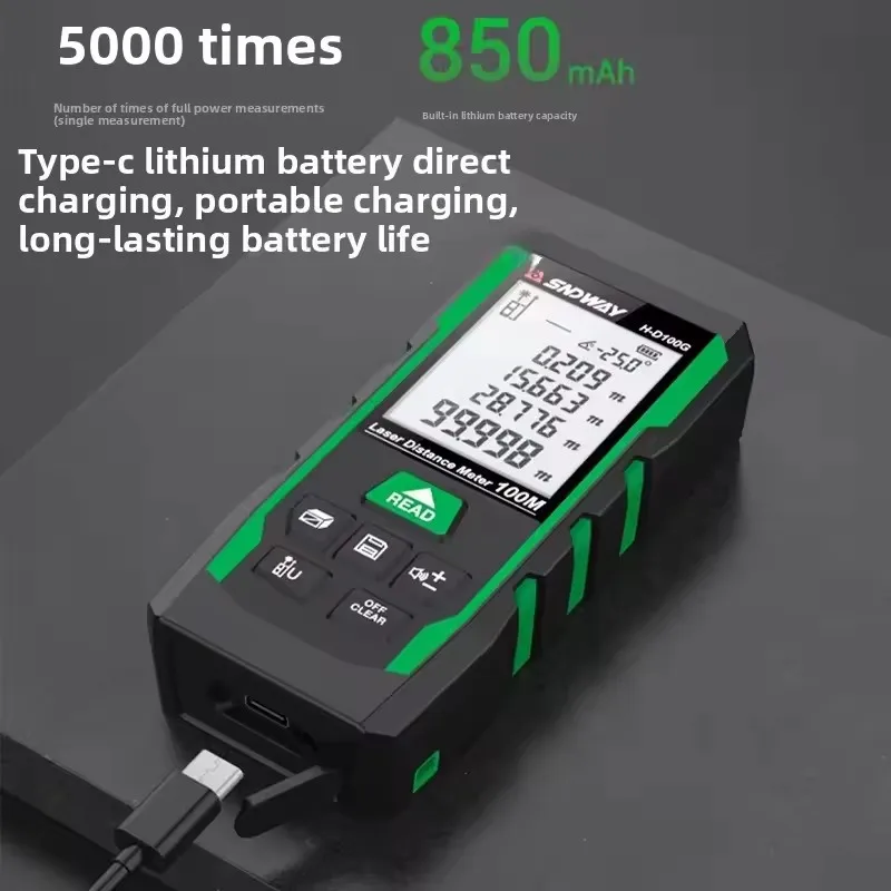 SNDWAY 50m/70m/100mu Laser Rangefinder High-precision Measuring Instrument Electronic Ruler Green beam laser distance meter