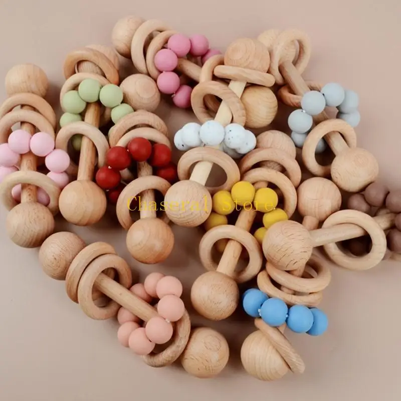 لعبة قبضة الأطفال الخشبية E7CE للرضيع نشاط حشرجة الطفل هدية حديثي الولادة