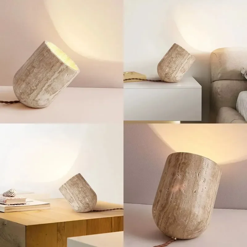 Modern Bedroom Travertine Floor Lamp Natural Yellow Cave Stone Table Lamp Indoor Decor Lighting Bedside Living Room Study E27