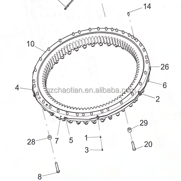 Excavator Machinery Parts XE370D Swing Bearing 92 Teeth 1587*1274*122 800513366 Slewing Gear Ring Bearing XE370D Rotating Device