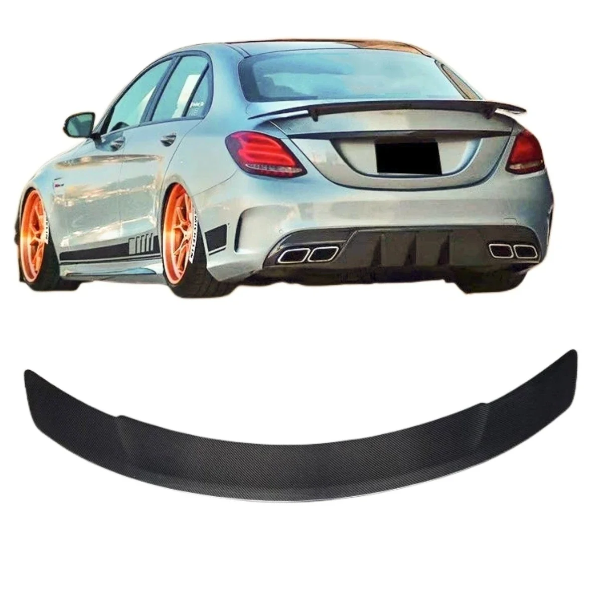 

Car Rear Trunk Wing Spoiler Body Kits Carbon Fiber trunk Ducktail Spoiler for Mercedes Benz C200 C300 W205 C63 AMG RT Style