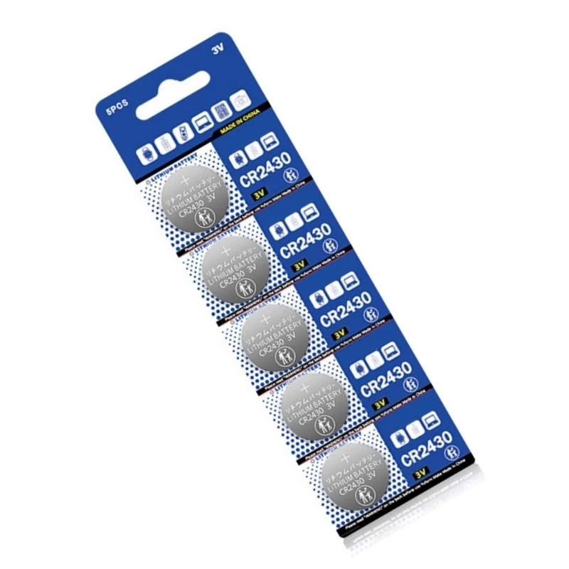 090F 3V 270MAH CR2430 Lithium Button Button Batteries 5Pack للكاميرات وأضواء LED