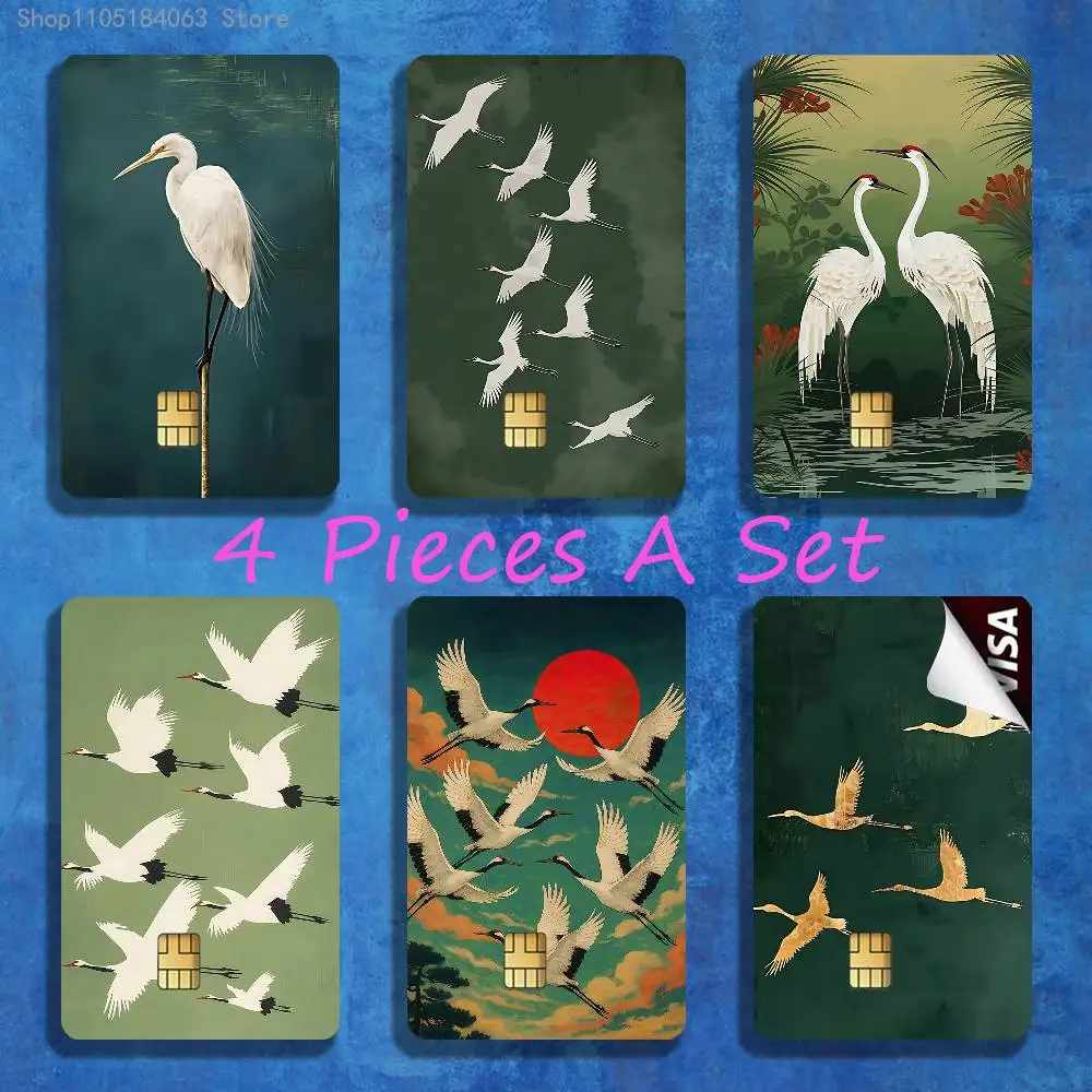 

Japanese Style Green White Bird Stickers Credit Visa Debit Bank Charge Card Bus Metro Waterproof Sticker Decal Decoration