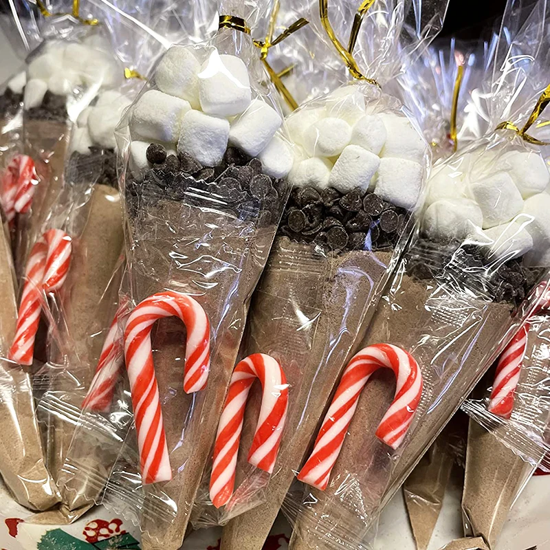 50Pcs Klar Kegel Süßigkeiten Taschen Lebensmittel Snack Verpackung Kunststoff Tasche Mit Krawatten Hochzeit Geburtstag Party Favors Dekoration DIY Geschenk taschen – Detail 2