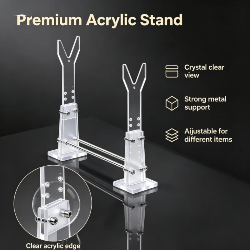 Stainless Steel Fastener Acrylic Display Stand Clear Detachable Support for Hobby Collection Model Decor